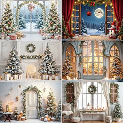 MOON.QG Christmas 2024 Background Photography Room New Year Xmas Tree Photoshoot Backdrop Children Studio Photocall Accessories