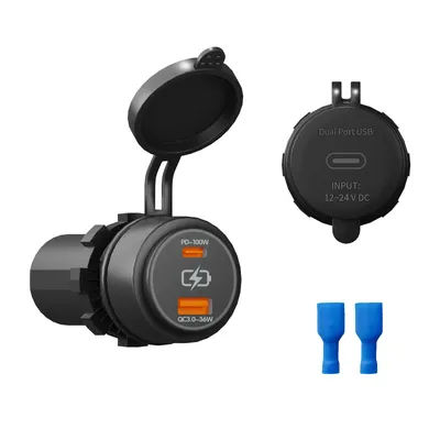 DC 12V-24V Dual USB PD 100W Quick Charger QC 3.0 Type C&Type A Socket Rocker Switch Adapter for Car Motor Marine Boat Truck