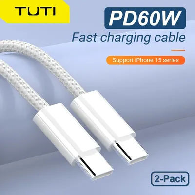 TUTI USB C to USB C New AirPods 4 Charging Cable,for iPhone15/16,15/16 Pro Max,15/16 Plus,iPad Gen Braided Charger Power Cord