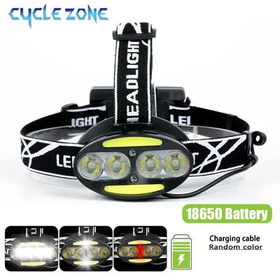 LED Headlamp Rechargeable T6 Powerful Light Headlights COB Front Lanterns for Outdoor Night Working Camping Fishing Head Lamp