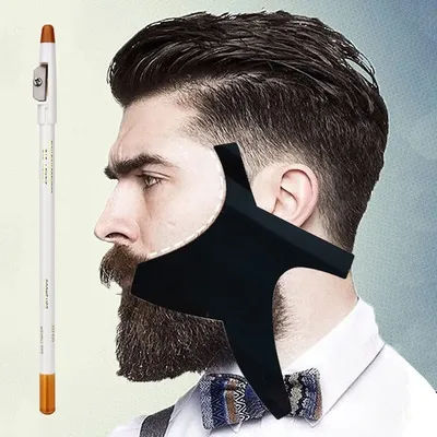 Beard Lineup Guide Template Kit White Pencil Shaper Edging Comb Professional Barber Beard Shaping Tool Styling Accessories