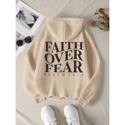 Faith over fear Christian Hoodie Christian hoodie Jesus hoodie Fashion hoodie Bible Verse Men and women can be aesthetic 2024