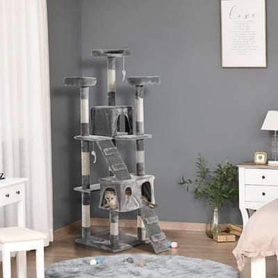 TEMU Cat Tree For Indoor Cats, 173cm Cat Tower Scratching Post Tall Climbing Tower, Activity Centre House