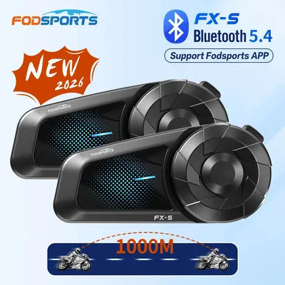 2pcs Fodsports FX-S Motorcycle Intercom Bluetooth Helmet Headset Wireless Moto Interphone,1000M,BT5.4,Support APP