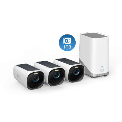 eufyCam S330 (eufyCam 3) 3-Cam Kit + 1 TB Hard Drive
