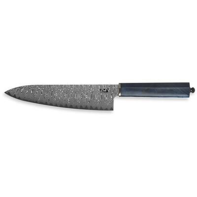 Xin Cutlery Tail Pin Chef's Knife 12.88in Overall 8in Acid Etched Damascus Steel Blade Blue Stabilized Spalted Maple Wood Handle XC132