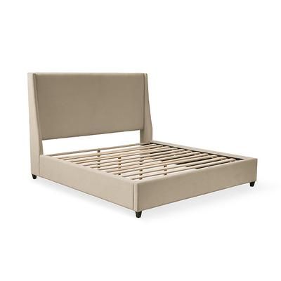 Grace Upholstered Platform Bed - King, Chenille Oatmeal - Grandin Road