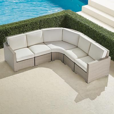 Small Palermo 5-pc. Curved Modular Set in Dove Wicker - Quick Dry, Leaf - Frontgate