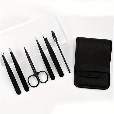 TEMU 6pcs Eyebrow Grooming Set - Unscented Stainless Steel Precision Tweezers For Eyebrows, Multipurpose Hair Removers With Eyebrow Scissors, Tools Kit