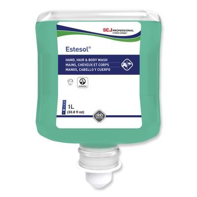 SC Johnson Professional® 296585WHI Estesol Hand, Hair & Body Cleaner, Rainforest Scent, 33.8 fl oz (1000 mL), 6/Carton - Case of 6 SJNHAB1L