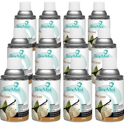 Timemist 1042737CT Metered 30-Day Vanilla Cream Scent Refill, Spray, 6000 ft3, 5.3 fl oz (0.2 quart), Vanilla Cream, 30 Day, 12/Carton, Long Lasting,