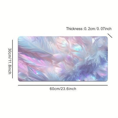 TEMU Feather-themed Large Gaming Mouse Pad - Extended Computer & Keyboard Desk Mat With Non-slip Rubber Base, Stitched Edges - Durable Oblong Mousepad For Office, Home, School - Ideal Gift For Teens,