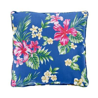 BH Outdoor Performance 20" Square Throw Pillow by BrylaneHome in Cobalt Tropicana Outdoor Patio Accent Pillow Cushion