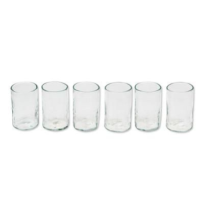 Crystalline Clarity,'Handblown Clear Recycled Glass Tequila Shot Glasses 3 Oz'