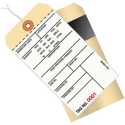 6 1/4 x 3 1/8" - (2000-2499) Inventory Tags 2 Part Carbon Style 8 - Pre-Wired, Case Of 500 (G17053)