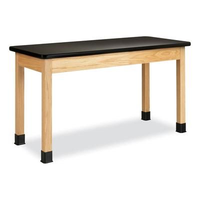 Diversified Woodcrafts, Inc. P720LBBK30N Classroom Science Table, 54w x 24d x 30h, Black High Pressure Laminate (HPL) Top, Clear Northwoods Oak Base D