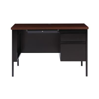 Alera HSD4524BM Single Pedestal Steel Desk, 45.5" x 24" x 29.5", Mocha/Black, Black Legs