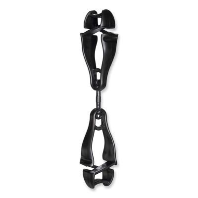Ergodyne 19512BULK Squids 3420 Dual Clip Swivel Glove Clip Holder, 1 x 0.6 x 5.5, Acetal Copolymer, Black, 100/Pack, Ships in 1-3 Business Days - Case