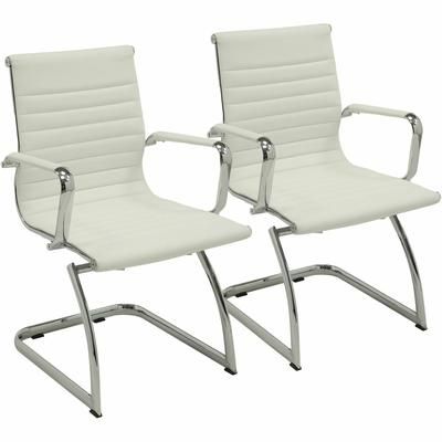 Lorell 59504 Guest Midback Chair, 23-3/4" x 23-1/2" x 35-1/2", White Leather - Case of 2 LLR59504