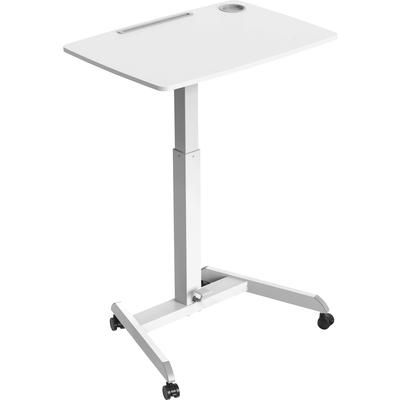 Kantek STS330W Adjustable Height Mobile Sit Stand Desk, 22" x 31.50", 49" Height, White