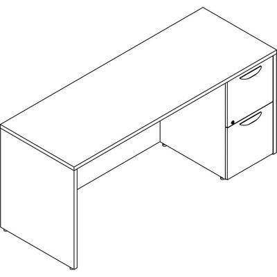 Lorell PC2466RGE Prominence 2.0 Gray Elm Laminate Desk Unit - 66" x 24" x 29" , 1" Top, 0.1" Edge - 2 x File Drawer