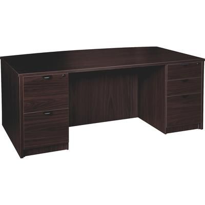 Lorell PD4272DPES Double-pedestal Bowfront Desk F/F B/B/F, 72" x 42" x 29", ES LLRPD4272DPES