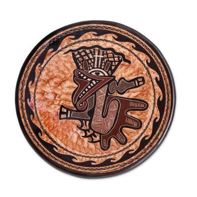 Abstract Dragon,'Dragon-Themed Ceramic Wall Art from Costa Rica'