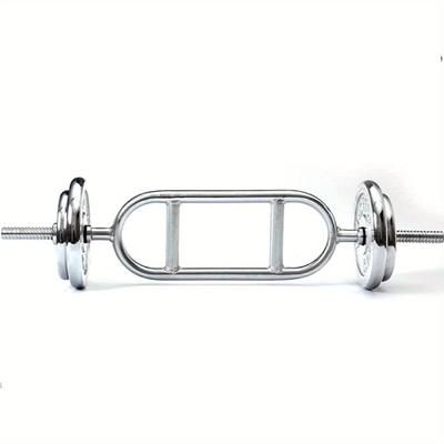 "TEMU 34" Tricep Weight Bar Dumbbells Chrome Anti-slip Hand Grip Barbell Bar For Training Fitness Exercise Weight"