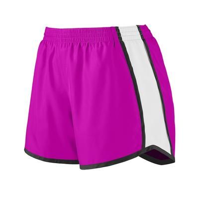 Augusta Sportswear 1265 Athletic Women's Pulse Shorts in Power Pink/White/Black size 2XL | Polyester