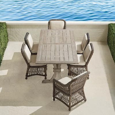 Hampton 7-pc. Dining Set in Driftwood Wicker - Quick Dry, Sand - Frontgate