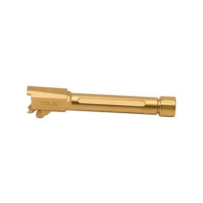True Precision Pistol Barrel 9MM Fits P365 Fuse TiN Finish Gold Threaded Barrel 1/2x28 Thread Pitch TP-P365FB-XTG