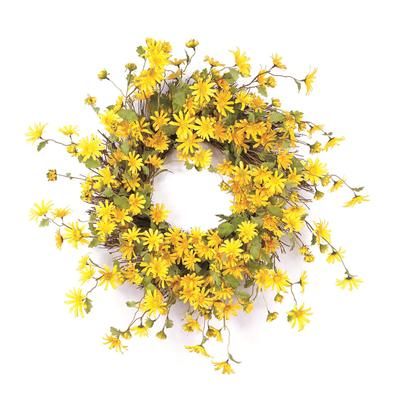 Daisy Floral Wreath 23"D by Melrose in Yellow