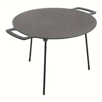 TEMU Cast Iron Campfire Griddle 55cm Bbq Grilling Pan Plate Camping Cooking Grill With 3 Legs