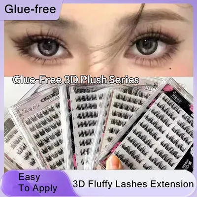 Glue-free Self-adhesive False Eyelashes Voluminous Fluffy Thick Natural Curling W-shaped Sunflower Lash Manga Eyes