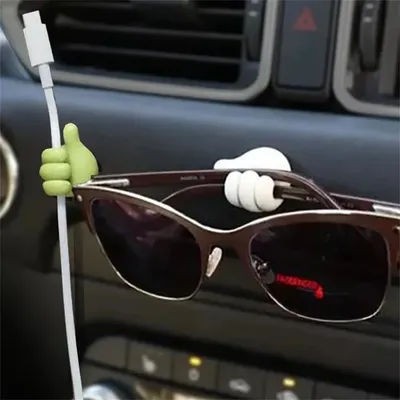 Supporto in gomma a forma di mano Cavo per occhiali Cavo di alimentazione Linea di ricarica Mini gancio autoadesivo Storag Organizer Gadget Accessori per auto