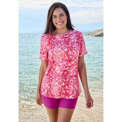 Plus Size Women's The Swim Tee by Swim 365 in Cherry Animal Abstract (Size 30/32) Rash Guard