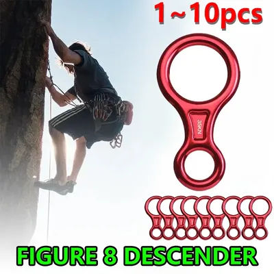35kN Climbing Figure 8 Descender Large Bent-Ear Rigging Climbing Aerial Rope Rigging Aluminum Alloy Outdoor Climbing Descender