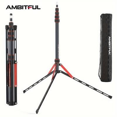 TEMU 1pc Ambitful Gm220 2.2m Folding Light Stand, Outdoor Portable, Aluminum Alloy, Pedestal-mounted Installation, Uncharged, For Flash Video Light