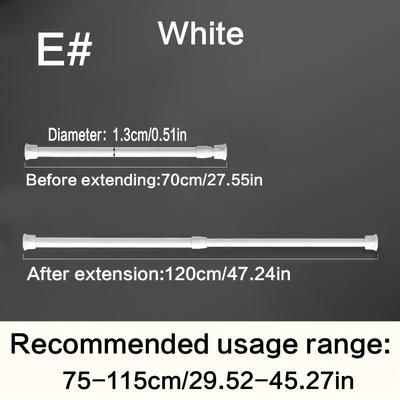 TEMU 1pc No-drill Multi-functional Telescopic Rod, Wall-mounted Towel Bar For Bathroom, Metal, Shower Curtain Rod, Bathroom Accessories