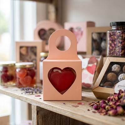 Pink Wine Bottle Box w/ Heart Shaped Window 3 5/8" x 1 1/8" x 3 5/8" 25 Pack FS356PH