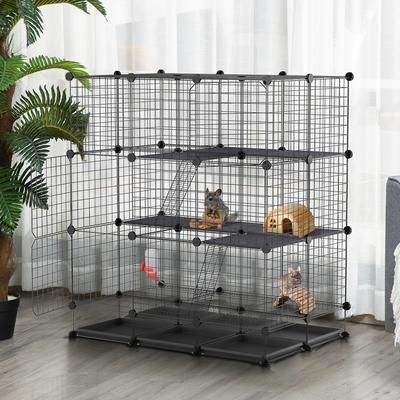 TEMU 3 Level Diy Pet Playpen Metal Small Animal Cage Rabbit Ferret Cage Bottom Trays