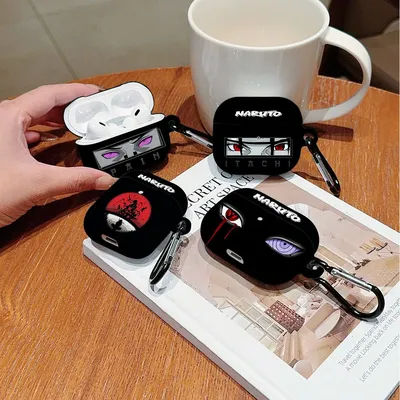 Cool Anime N-NARUTOS antichoc protection brillant HD dur PC écouteur housse pour AirPods 1 2 3 4 Pro Pro2 avec crochet en métal