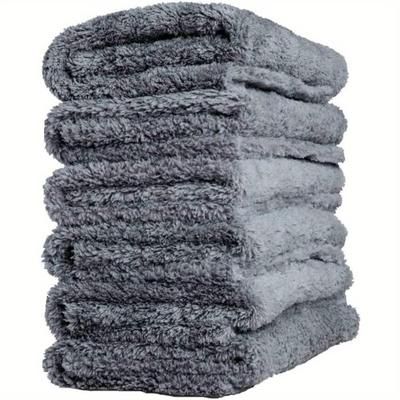 "TEMU 6-pack Ultrasoft Microfiber Car Towels, 450gsm Edgeless Detailing Cloth For Car Wash, Interior/exterior Cleaning, Drying & Polishing - 16x16" Textile Form"