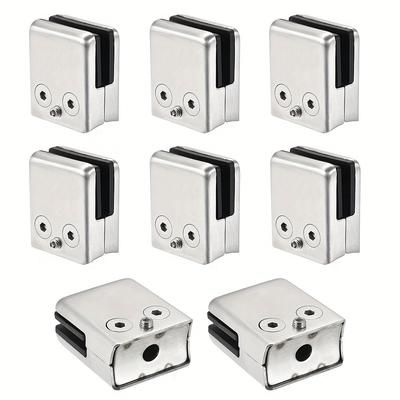 TEMU 8pcs Gajing 304 Stainless Clamps - Sleek Curved Back Square Brackets For 8-10mm Balustrade & Staircase Handrails, Metal Holders With Pressure Distribution, Handrail Brackets For Stairs, Gajing