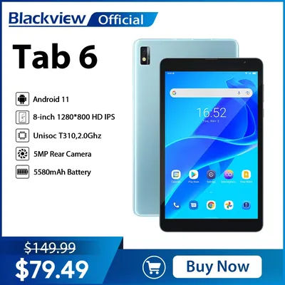 Blackview Tab 6 Tablet 8 inch 3GB 32GB Android 11 5580mAh Tablet PC 4G WIFI LTE Phone Call Tablets Kindle Ebook