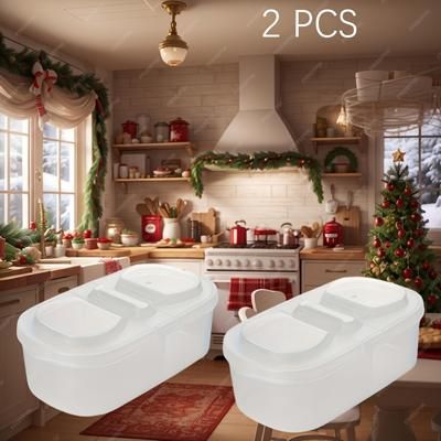 TEMU 2pcs Multi-functional Food Storage Containers - Portable 2-compartment Organizer For Spices, Snacks & Fruits - Home, Restaurant, Office Parties & Gifts
