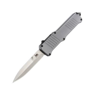 Heckler & Koch Auto Hk Incursion OTF Automatic Folding Knives w/ Glass breaker 4in 154CM Stainless Steel Bayonet Blade Gray Anodized Aluminum Handle