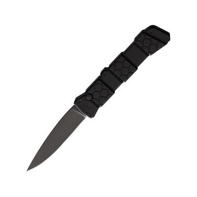Piranha Knives Auto 21 Automatic Folding Knife 3.5in CPM S30V Spear Point Blade Black DLC Black Aluminum Handle P-21BKT