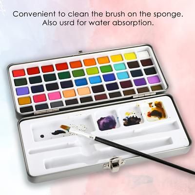 TEMU 50-color Watercolor Paint Set With Paint Brushes - Material Combination, Art Supplies For Artists And Hobbyists