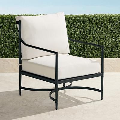 Angelina Lounge Chair with Cushions in Jet Black Aluminum - Standard, Sailcloth Air Blue - Frontgate